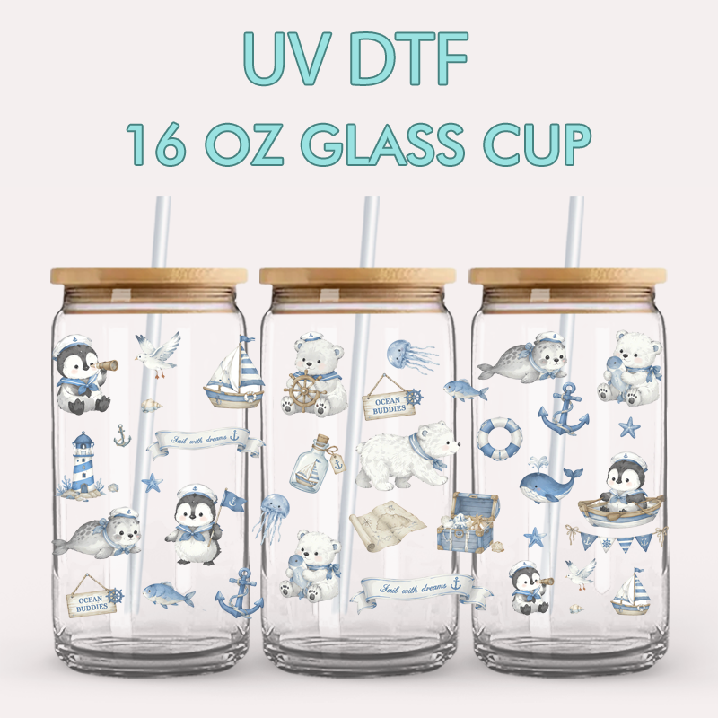 Rdta Tank Glass - สติกเกอร์ลายทะเลน่ารัก ทนแสง UV สำหรับแก้ว ถ้วย แก้วมัค