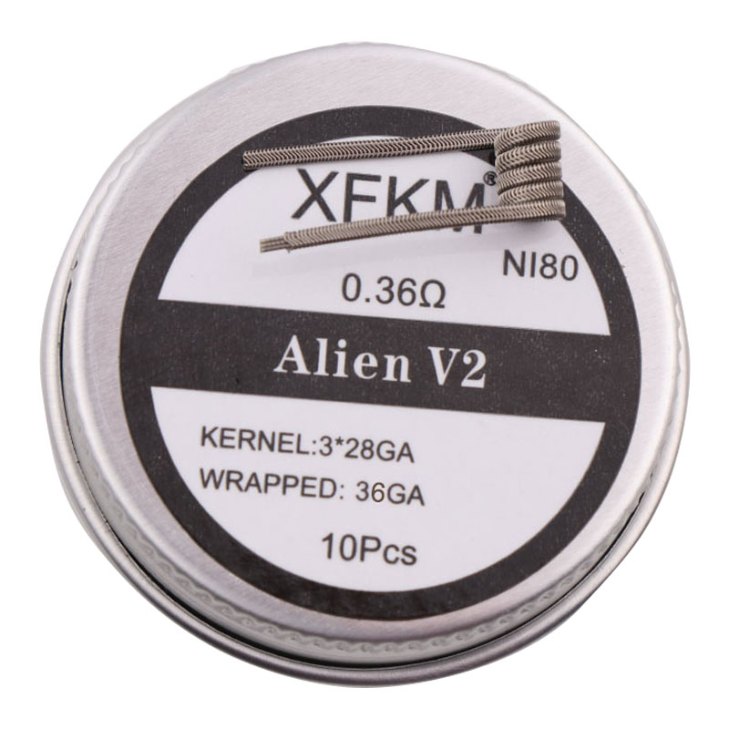 Clapton Wire Pre Built - ขดลวด V2 xfkm แบบ NI80/A1/SS316L 10ชิ้น/ล็อตใหม่ขดลวดความร้อนขดลวด