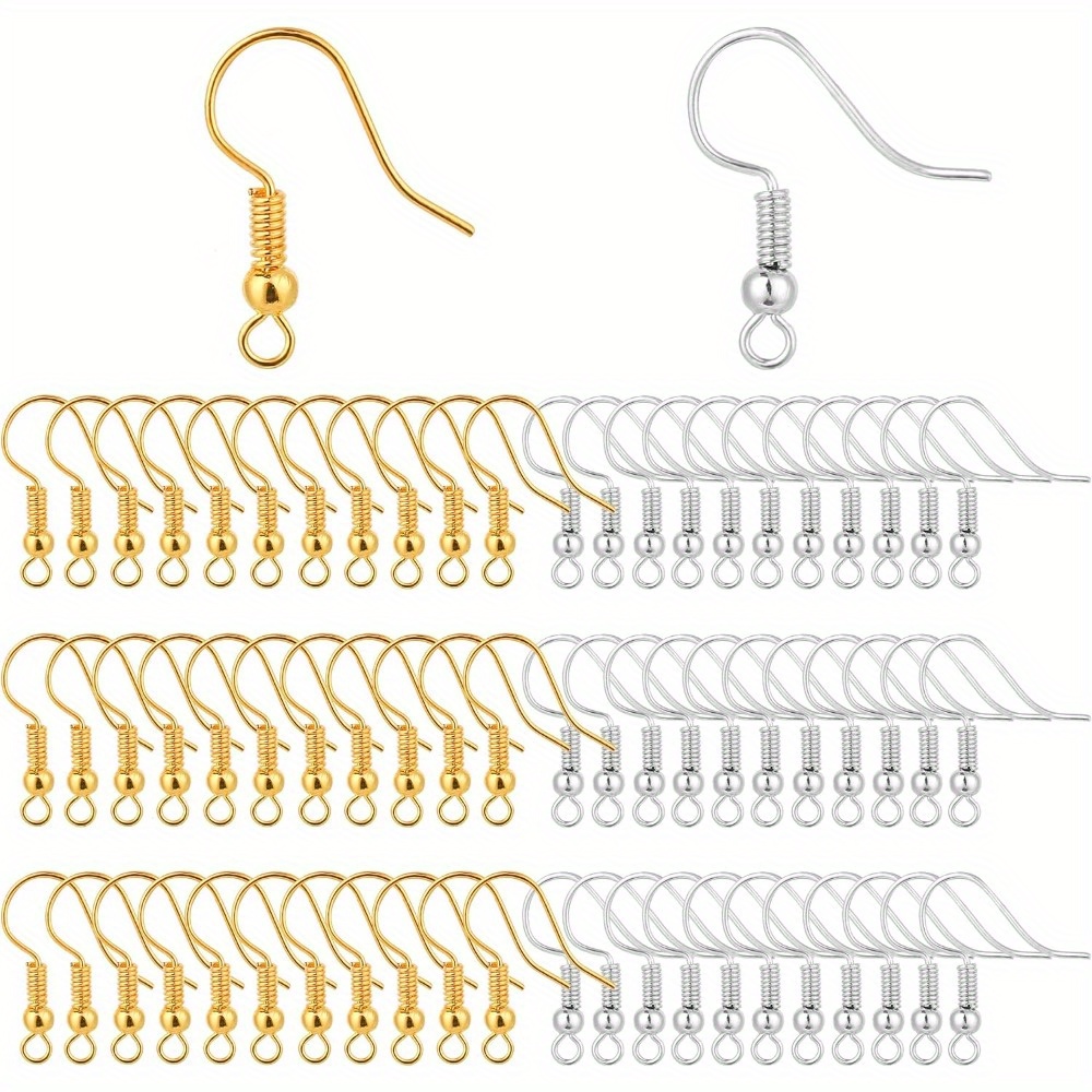 Coil Building Kit - ตะขอเกี่ยวต่างหู 200 ชิ้น, ตะขอเกี่ยวแบบตะขอปลา, ตะขอเกี่ยวแบบฝรั่งเศส, ตะขอเกี่ยวแบบขดและแบบลูกบอล,